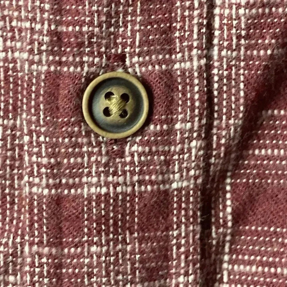 NWT ROWN MENS SIZE LARGE MUTED MAROON PLAID SOFT FLANNEL SHIRT BUTTON FRONT - Picture 5 of 13